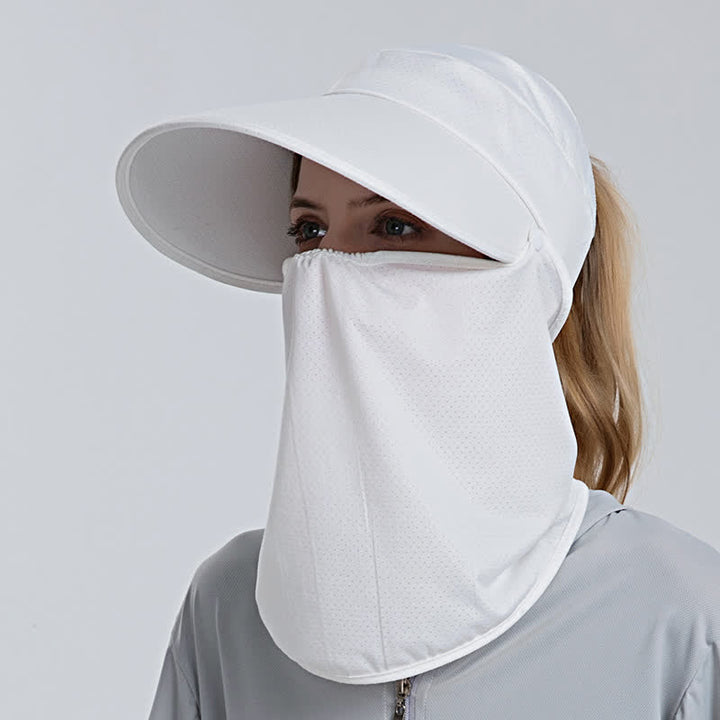 Cappellino parasole da donna con visiera a rete e coda di cavallo, 2 pezzi, con patta rimovibile