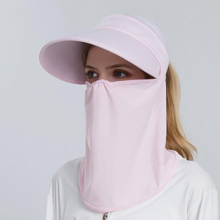 Cappellino parasole da donna con visiera a rete e coda di cavallo, 2 pezzi, con patta rimovibile