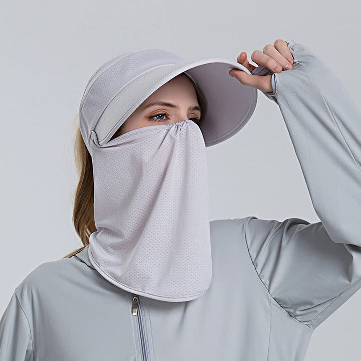 Cappellino parasole da donna con visiera a rete e coda di cavallo, 2 pezzi, con patta rimovibile