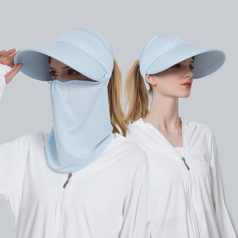 Cappellino parasole da donna con visiera a rete e coda di cavallo, 2 pezzi, con patta rimovibile