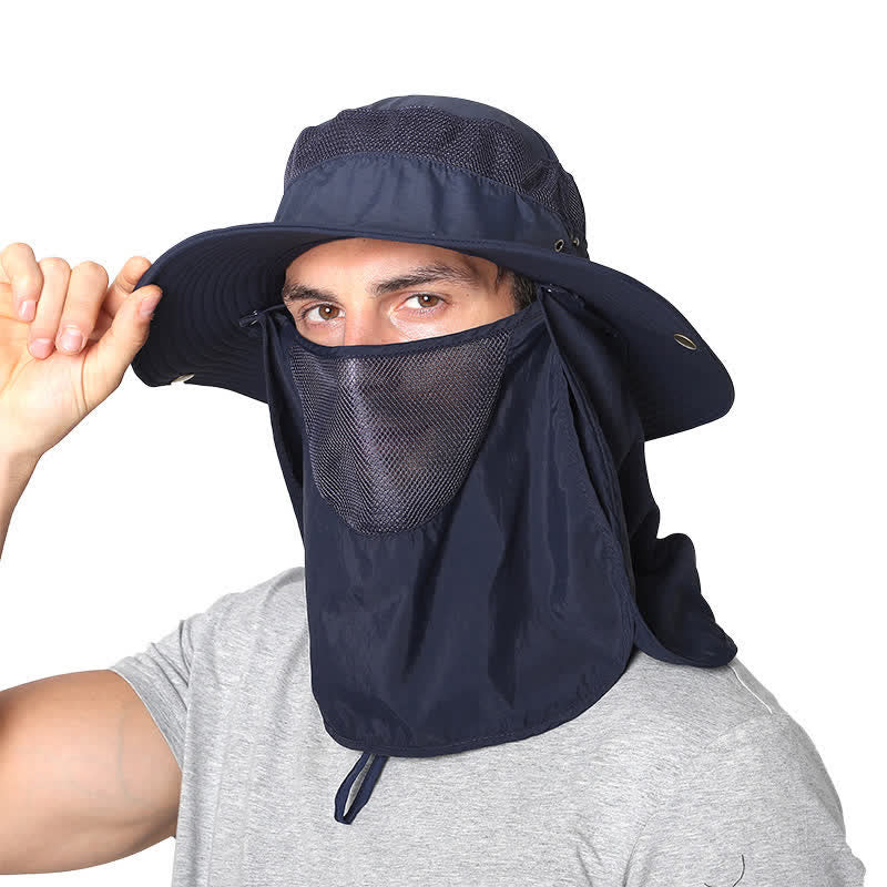 Cappello da pescatore con protezione solare per esterni e velo in rete