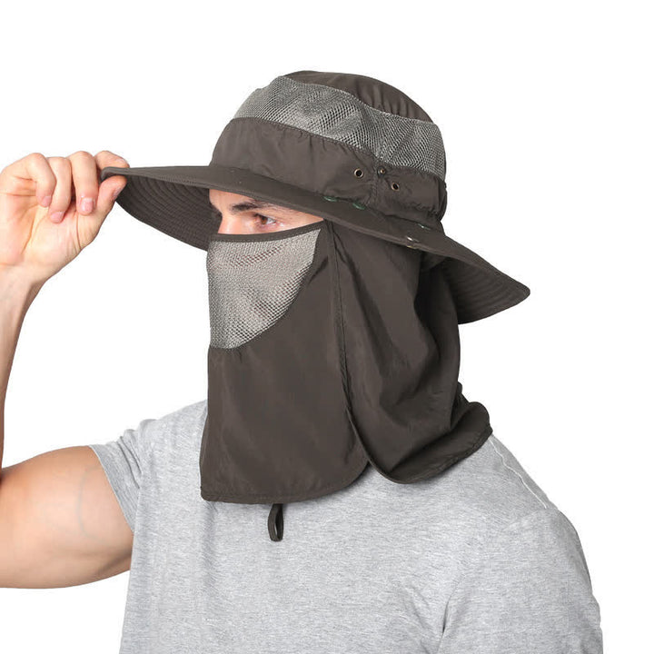 Cappello da pescatore con protezione solare per esterni e velo in rete