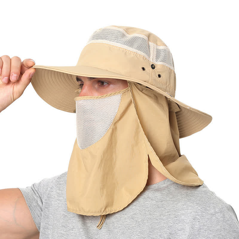 Cappello da pescatore con protezione solare per esterni e velo in rete