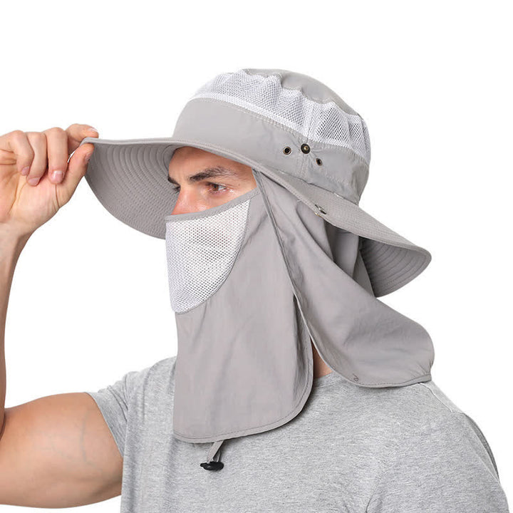 Cappello da pescatore con protezione solare per esterni e velo in rete