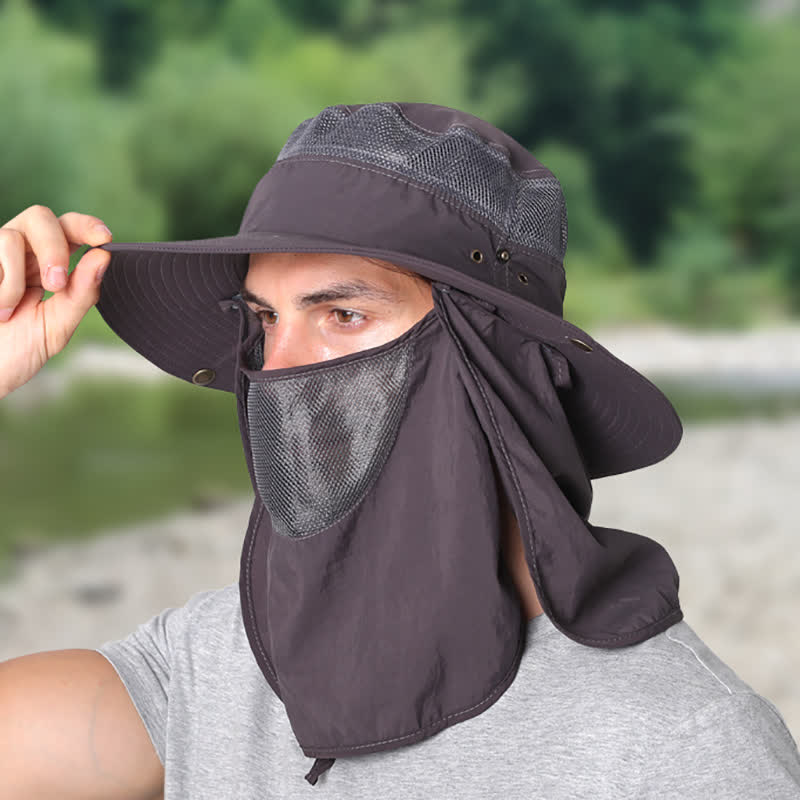 Cappello da pescatore con protezione solare per esterni e velo in rete - Grigio scuro - Regolabile (22"-23 5/8") - image 0
