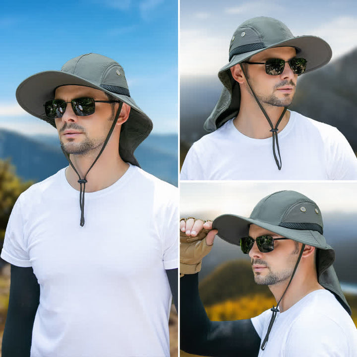 Cappello da pescatore con tesa larga e protezione solare e paranuca