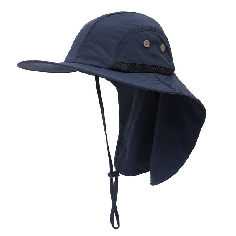 Cappello da pescatore con tesa larga e protezione solare e paranuca