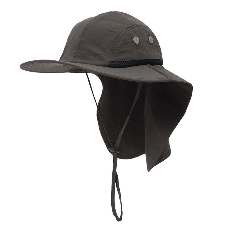 Cappello da pescatore con tesa larga e protezione solare e paranuca - Verde militare - Regolabile (21 5/8"-23 5/8") - image 6