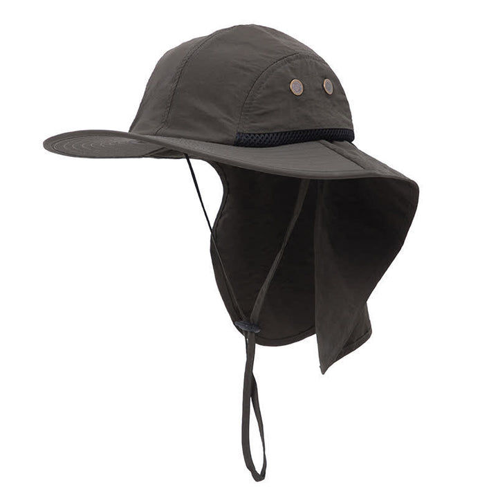 Cappello da pescatore con tesa larga e protezione solare e paranuca - Verde militare - Regolabile (21 5/8"-23 5/8") - image 6