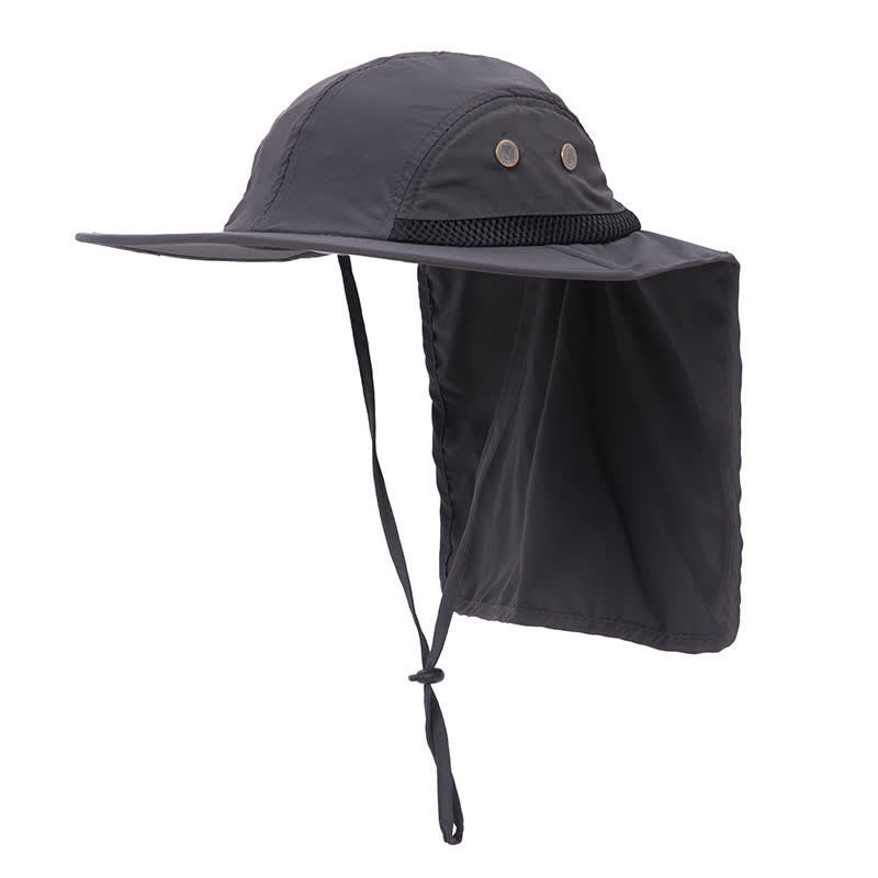 Cappello da pescatore con tesa larga e protezione solare e paranuca - Grigio scuro - Regolabile (21 5/8"-23 5/8") - image 2