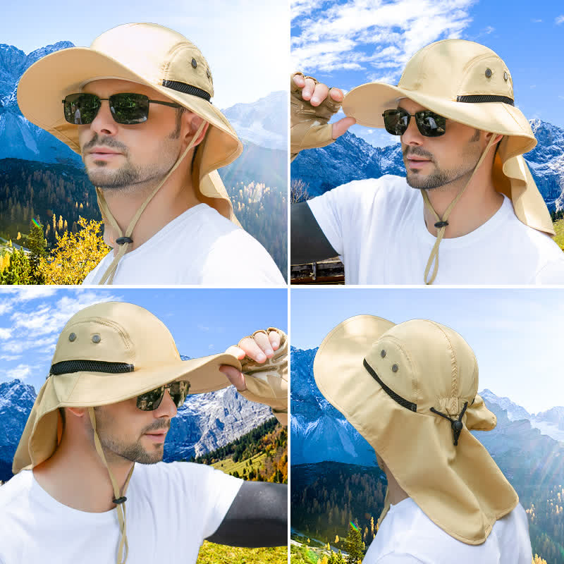Cappello da pescatore con tesa larga e protezione solare e paranuca - image 5