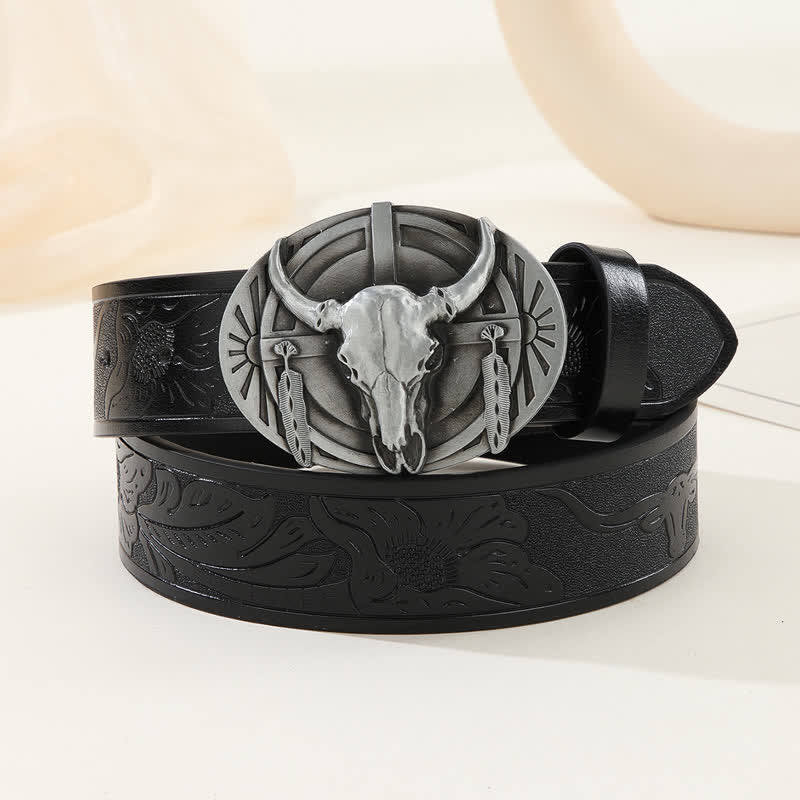 Cintura in pelle Mad Bull incisa da uomo