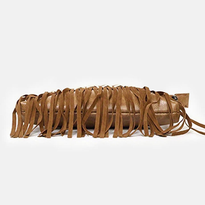 Borsa a tracolla da donna con frange azteche blu e motivo western
