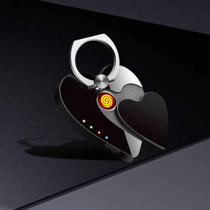 Supporto per telefono a forma di cuore con fibbia ad anello, accendino elettrico ricaricabile