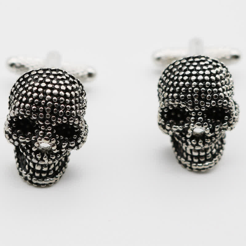 Gemelli da uomo a forma di teschio punk color argento, 1 paio - image 3