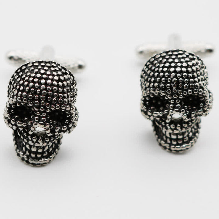 Gemelli da uomo a forma di teschio punk color argento, 1 paio - image 3