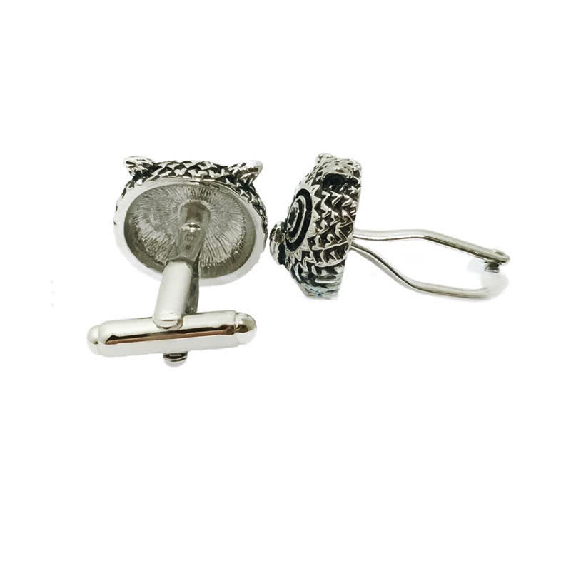 Gemelli da uomo in argento con testa di gufo, 1 paio - image 4