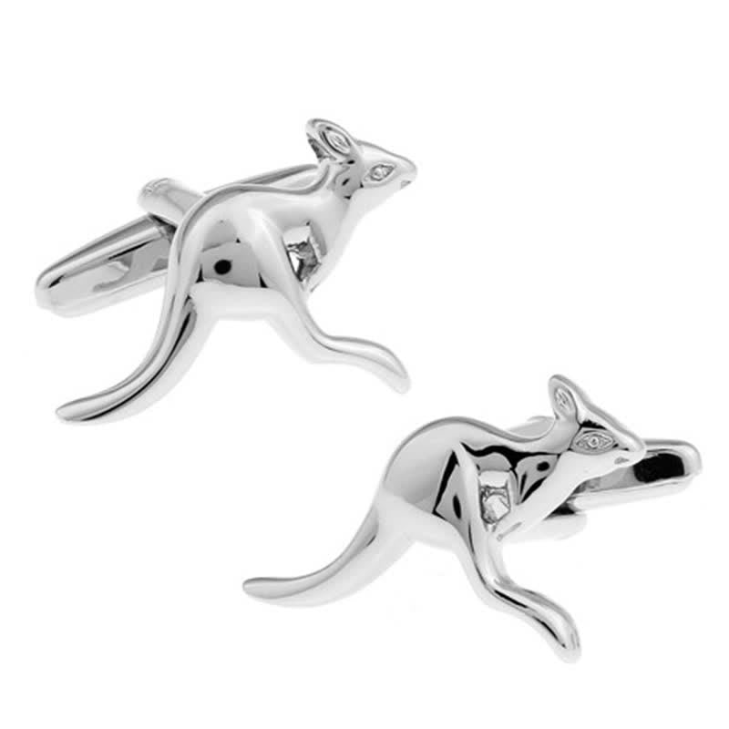 Gemelli da uomo in argento a forma di canguro, 1 paio - Argento - image 1