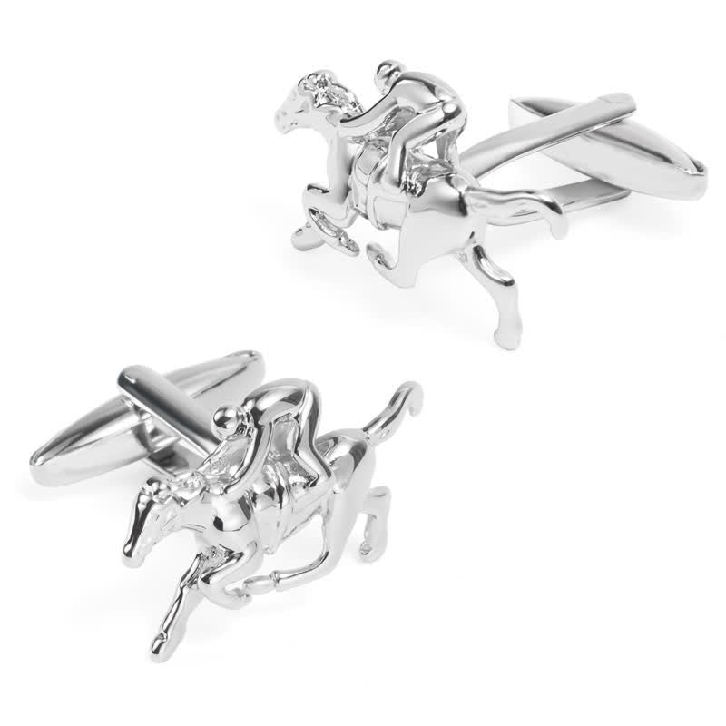 Gemelli da uomo in argento con motivo equitazione, 1 paio - image 5