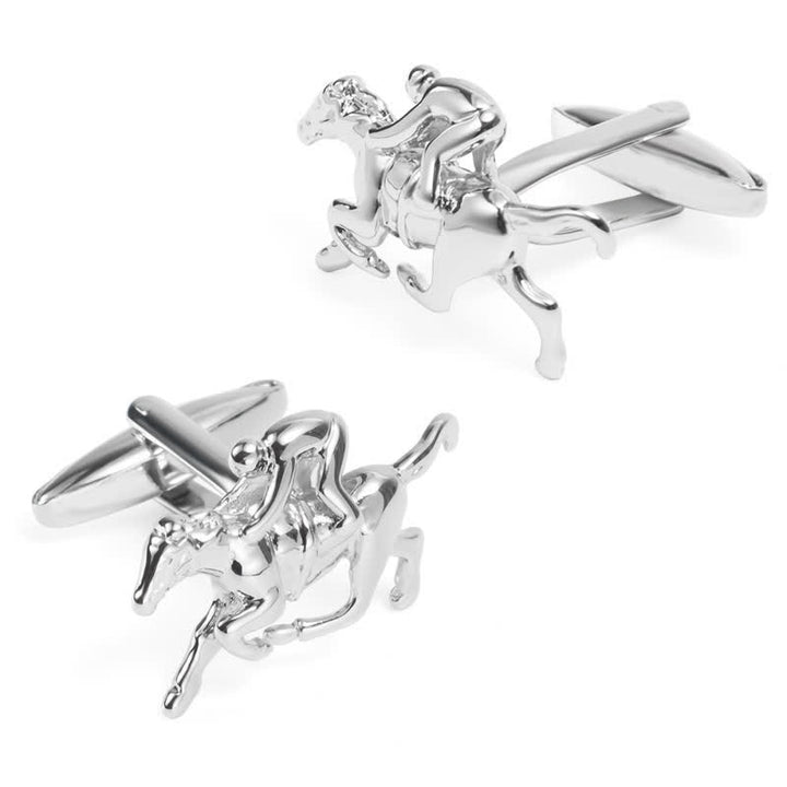 Gemelli da uomo in argento con motivo equitazione, 1 paio - image 5