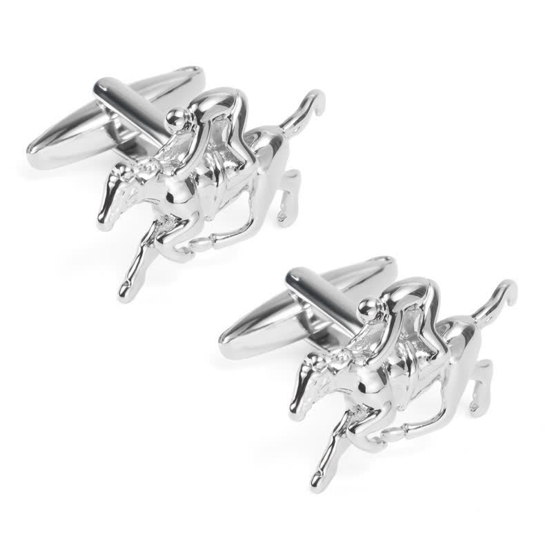 Gemelli da uomo in argento con motivo equitazione, 1 paio - image 3