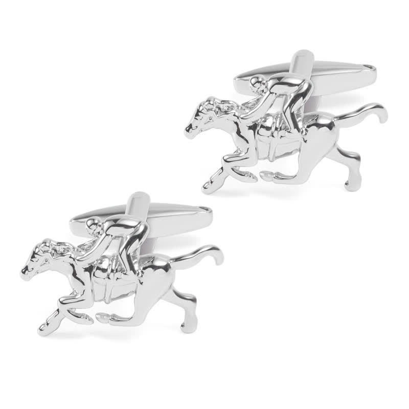 Gemelli da uomo in argento con motivo equitazione, 1 paio - image 4