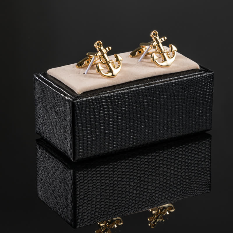 Gemelli da uomo con ancora color oro, 1 paio - image 1