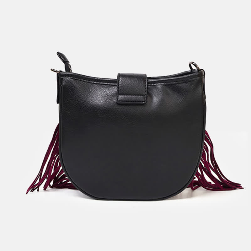 Borsa a tracolla con frange e motivi aztechi nativi da donna