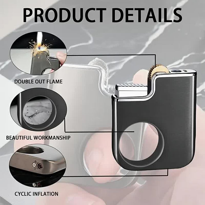 Accendino a butano ricaricabile con manico a forma di anello creativo
