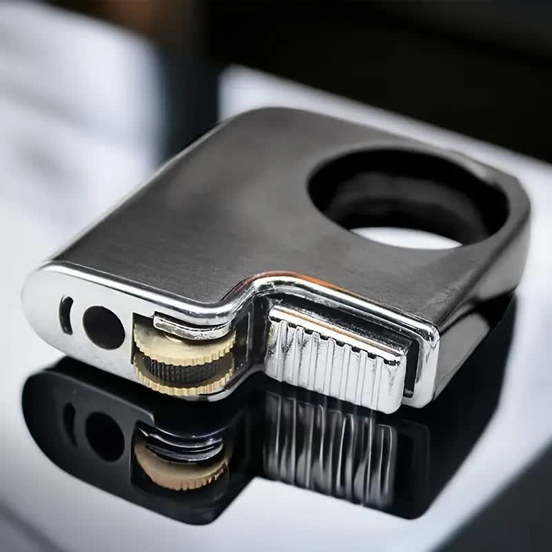 Accendino a butano ricaricabile con manico a forma di anello creativo