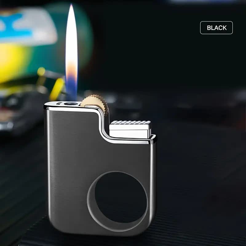Accendino a butano ricaricabile con manico a forma di anello creativo