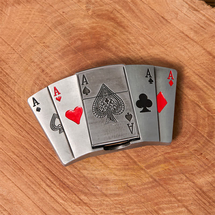 Cintura in pelle fai da te da uomo 4 Aces Poker con accendino nascosto