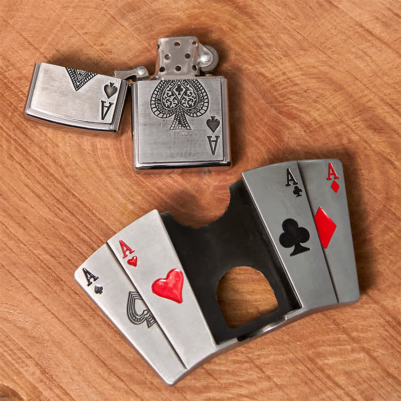 Cintura in pelle fai da te da uomo 4 Aces Poker con accendino nascosto