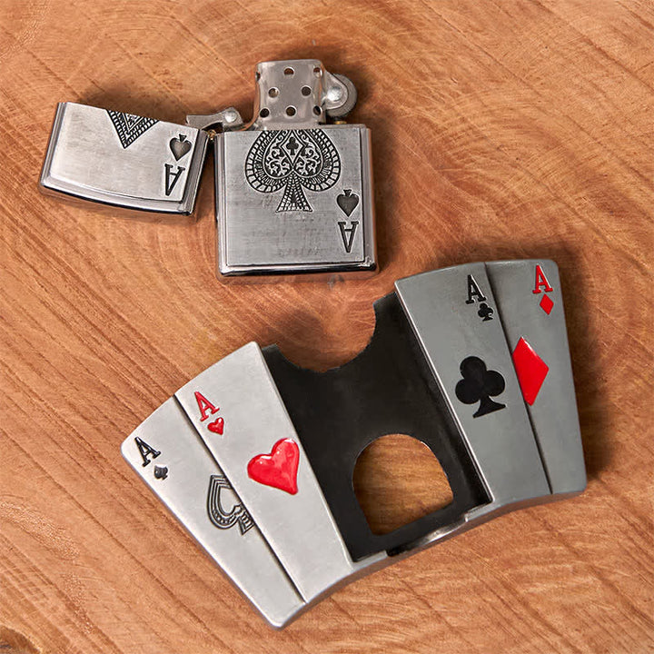 Cintura in pelle fai da te da uomo 4 Aces Poker con accendino nascosto