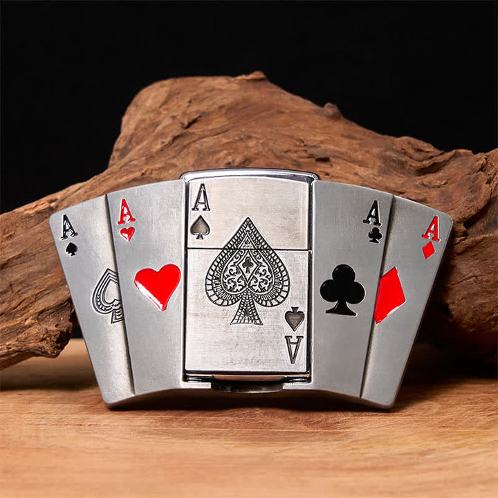Cintura in pelle fai da te da uomo 4 Aces Poker con accendino nascosto
