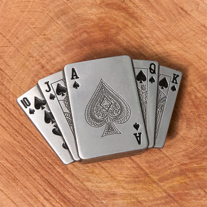 Cintura in pelle Royal Flush argentata fai da te da uomo con accendino nascosto
