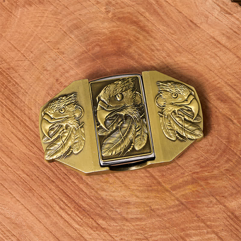 Cintura in pelle fai da te da uomo con tripla aquila in bronzo e accendino nascosto