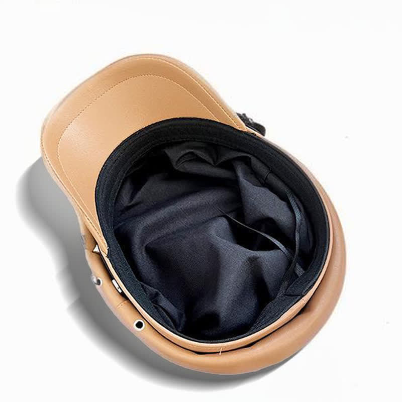 Cappello basco unisex in pelle con teschio borchiato in stile scuro