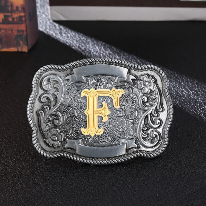 Cintura in pelle con fibbia quadrata fai da te da uomo con iniziale retrò - F - Senza cintura - image 8