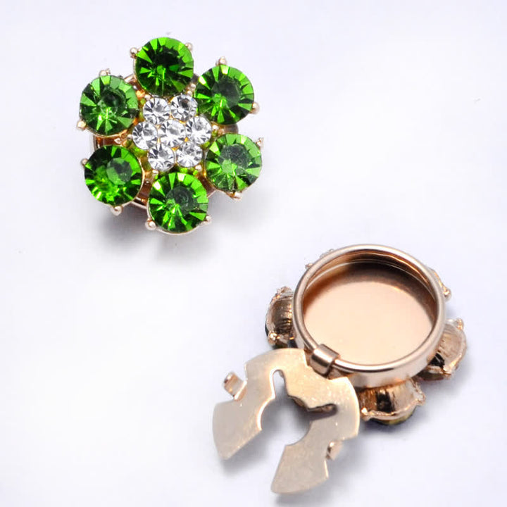 1 paio di copri bottoni a pressione con strass di perle lucide - Verde - image 10