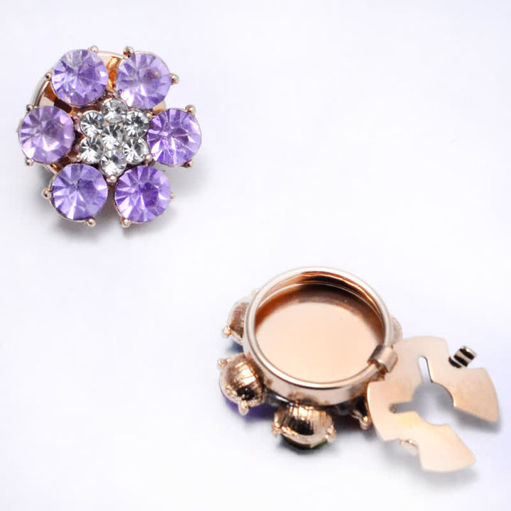 1 paio di copri bottoni a pressione con strass di perle lucide - Viola - image 9
