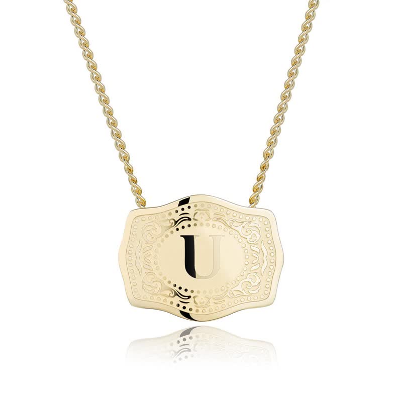 Collana con lettera iniziale in rilievo in oro - U - image 22