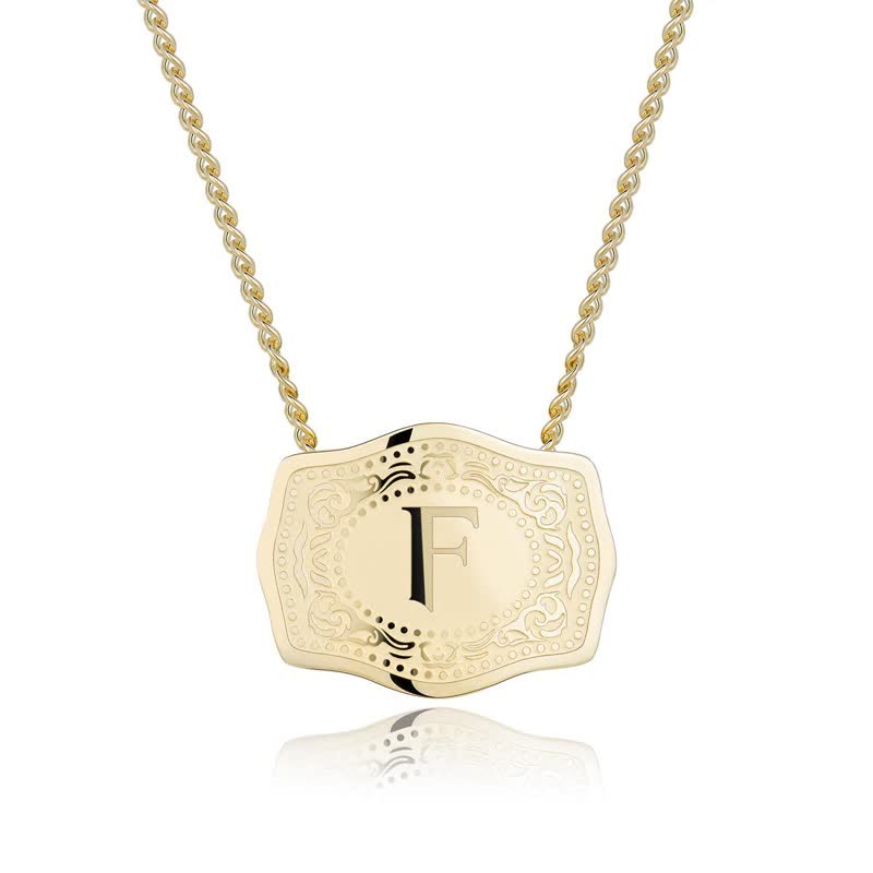 Collana con lettera iniziale in rilievo in oro - F - image 7