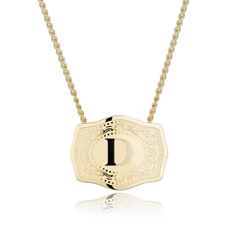 Collana con lettera iniziale in rilievo in oro - D - image 5