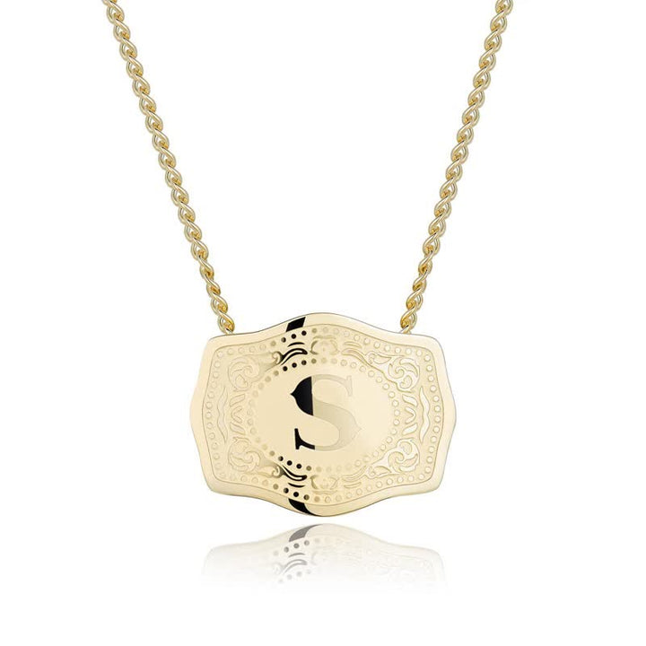 Collana con lettera iniziale in rilievo in oro - S - image 20