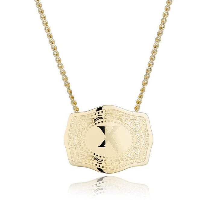 Collana con lettera iniziale in rilievo in oro - X - image 25