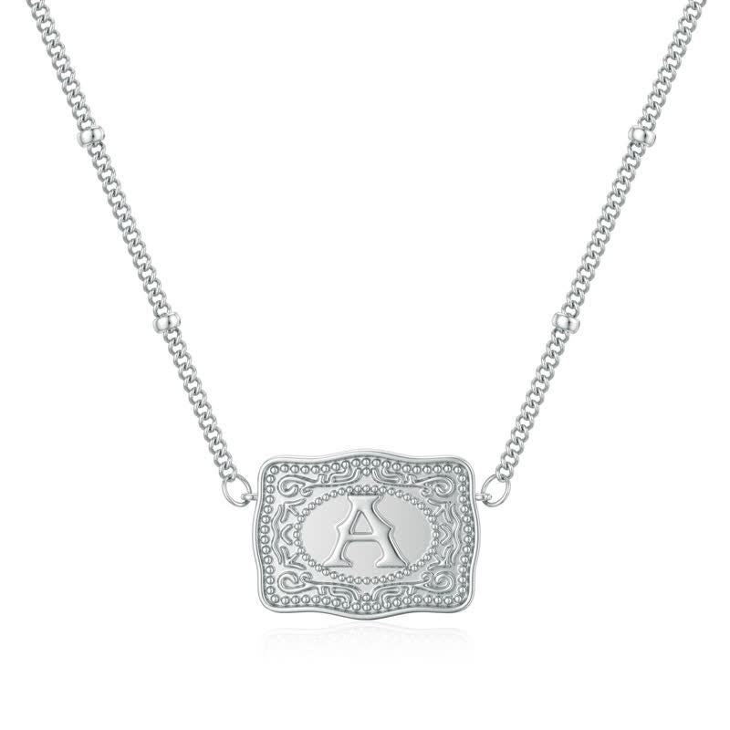 Collana con lettera iniziale in rilievo in argento - A - image 0