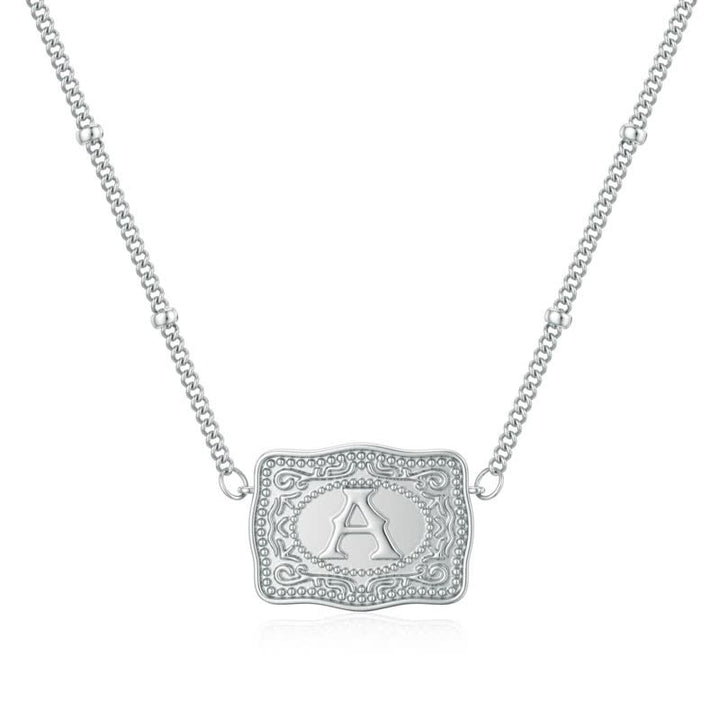 Collana con lettera iniziale in rilievo in argento - A - image 0
