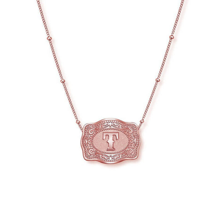 Collana con lettera iniziale in rilievo in oro rosa