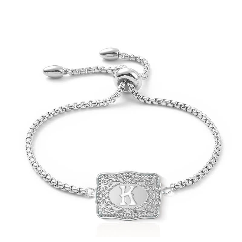 Bracciale con lettera iniziale in rilievo in argento - K - image 10